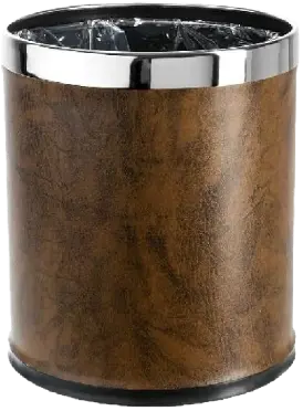 [24303] سلة مهملات جلد صناعي لون بني